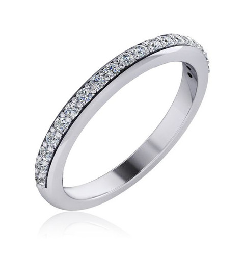 Round 2 Carat Cathedral Pave Wedding Band with laboratory grown diamond simulant cubic zirconia in 18k white gold.