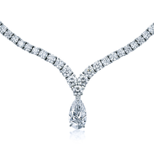 Royal Vinetta Pear Drop Pointed V Statement Necklace