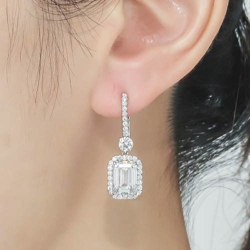 Emerald Cut Moonstone Drop Earrings with Diamond Frame – Milestones by  Ashleigh Bergman