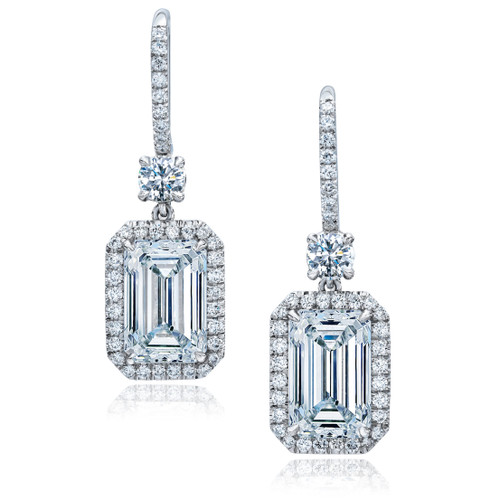 Amazon.com: Women's Earrings - 14k White Gold Emerald Cut Cubic Zirconia  Stud Earrings: Clothing, Shoes & Jewelry