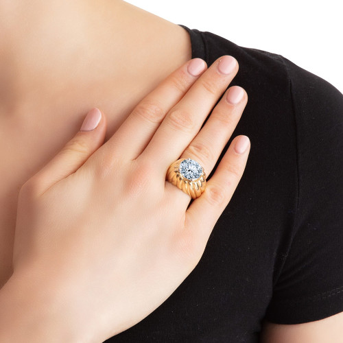 Toranado Swirl Gypsy Dome 5.5 Carat Round Solitaire Ring