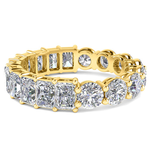 Alternity .25 carat each round and emerald radiant cut lab grown diamond alternative cubic zirconia eternity band in 14k yellow gold.