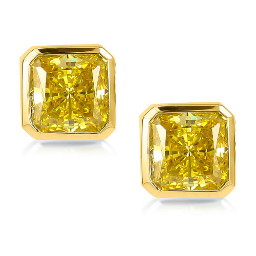 2.5 Carat Canary Round Cubic Zirconia Stud Earrings 14K White Gold | Ziamond Lab Grown Diamond Simulants