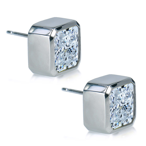 2.0CT Princess Cut Stud Earrings in 14K White Gold