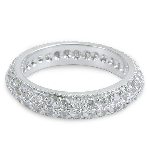 Bellgica Double Row Pave Milgrain Cubic Zirconia Eternity Band in