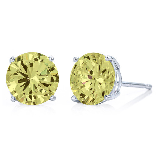 2.5 Carat Canary Round Cubic Zirconia Stud Earrings 14K White Gold