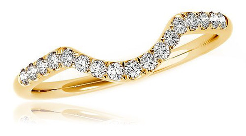 Camberley 2 carat round lab grown diamond look cubic zirconia contoured matching band in 14k yellow gold.