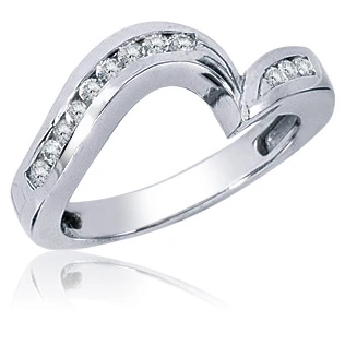Round 1.5 Carat Swirled Channel Wedding Band with lab grown diamond simulant cubic zirconia in 14k white gold.