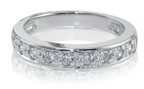 Pave Band with laboratory grown diamond alternative cubic zirconia in platinum.