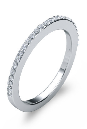 Britney Round Micro Pave Split Shank Band with lab grown diamond alternative cubic zirconia in 14k white gold.