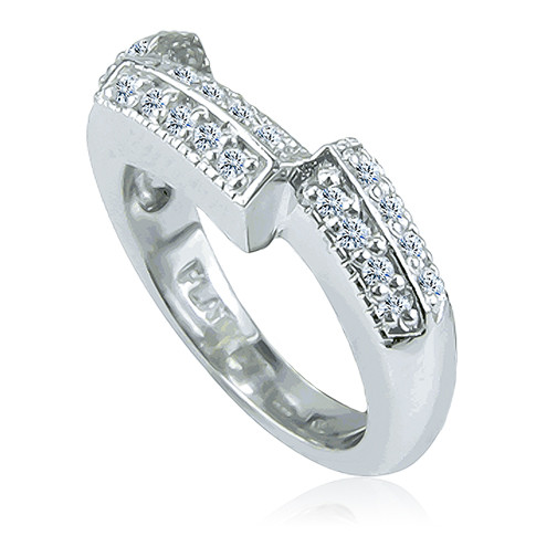 Contoured pave wedding band for the Cushion Cut 7 Carat Decadence ring set with lab grown diamond alternative cubic zirconia in 14k white gold.