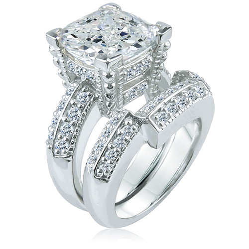 Bague Argent 925 Zirconium Cubique 4mm Coussin Plaqué Or - Taille 8, Neuve