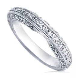 Engraved 1.5 Carat Round Trellis Luccia Band with lab grown diamond alternative cubic zirconia in 14k white gold.