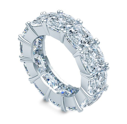 Cushion Cut Square 1 Carat Each Four Prong Set Eternity Band with lab grown diamond quality cubic zirconia.