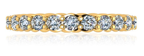 Twisted rope style lab grown diamond look cubic zirconia anniversary band in 14k yellow gold.