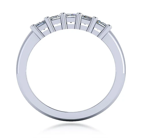 Emerald cut .50 carat lab grown diamond alternative cubic zirconia five stone anniversary band in platinum.