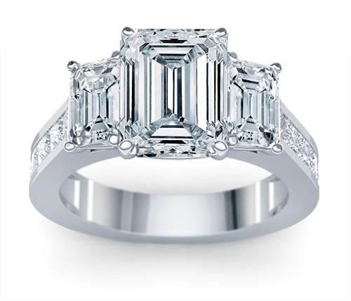 14K White Gold Channel Set Princess Shaped Diamond Engagement Ring
