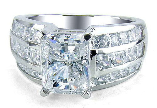 Dakota Carat Cubic Zirconia Emerald Cut Three Row Princess Cut