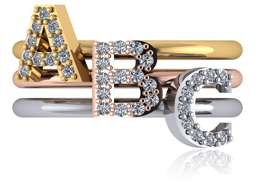 Z Letter - Initial Rose Gold Diamond Ring