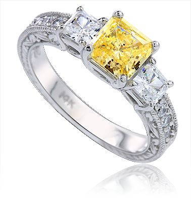 Sevilla Three Stone Carat Princess Cut Trellis Prong Cubic