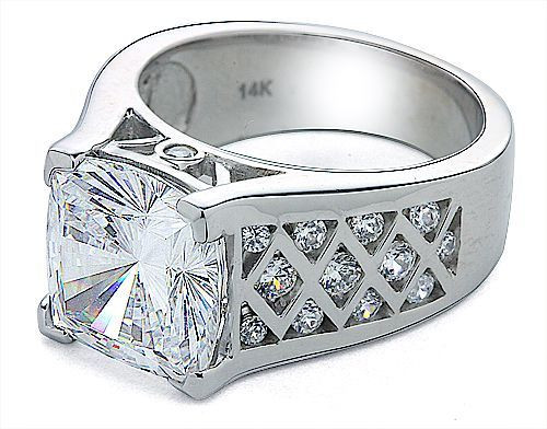 Lovell 7 Carat Cushion Cut Cubic Zirconia Cathedral Crisscross Solitaire  Engagement Ring