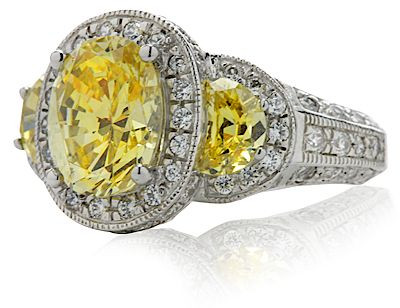 Somerset 2.5 carat oval lab created cubic zirconia with half moons halo ring 14k white gold.