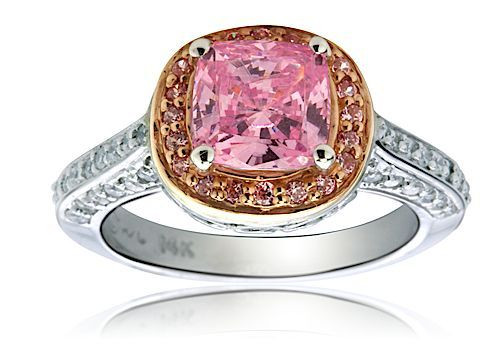 Rozay Carat Cushion Cut Simulated Pink Cubic Zirconia Pave