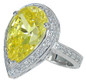 Pierre 7 carat pear lab created cubic zirconia pave halo solitaire engagement ring in 18k white gold.