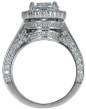 Round 2 Carat Halo Cathedral Ring with lab grown diamond look cubic zirconia in 14k white gold.