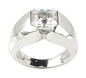 4 Carat Asscher Cut Laboratory Grown Diamond Simulant Cubic Zirconia Semi Bezel Set V Solitaire Engagement Ring