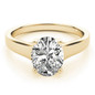 Luccia 1 Carat Oval Lab Grown Diamond Simulant Cubic Zirconia Trellis Setting Solitaire Engagement Ring in 14k yellow gold.