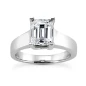 Luccia 4 Carat Step Cut Emerald Cut Laboratory Created Diamond Cubic Zirconia Trellis Setting Solitaire Engagement Ring in 14k white gold.