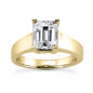 Luccia 2.5 Carat Step Cut Emerald Cut Laboratory Grown Diamond look Alternative Cubic Zirconia Trellis Setting Solitaire Engagement Ring in 14k yellow gold.