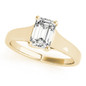 Luccia 1 Carat Step Cut Emerald Cut Laboratory Grown Diamond look Alternative Cubic Zirconia Trellis Setting Solitaire Engagement Ring in 14k yellow gold.