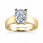 Luccia 1 Carat Radiant Emerald Cut Lab Created Diamond Simulant Cubic Zirconia Trellis Setting Solitaire Engagement Ring in 14k yellow gold.