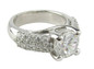Criss Cross 1.5 Carat Round Pave Engagement Ring with simulated diamond quality lab grown cubic zirconia in platinum.