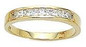 Channel set 1 carat princess cut lab created cubic zirconia anniversary wedding band in 14k yellow gold.