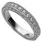 Engraved pave set round lab grown diamond simulant cubic zirconia anniversary band in 14k white gold.