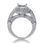 Legend 1 Carat Round Lab Grown Diamond Alternative Cubic Zirconia Pave Halo Cathedral Solitaire Engagement Ring.