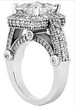 Legend 4 Carat Princess Cut Lab Grown Diamond Alternative Cubic Zirconia Pave Halo Cathedral Solitaire Engagement Ring