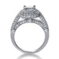 Legend 1.5 Carat Princess Cut Lab Grown Diamond Alternative Cubic Zirconia Pave Halo Cathedral Solitaire Engagement Ring