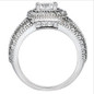 Quintana 1.5 carat 7.5mm round lab grown diamond simulant cubic zirconia halo pave engagement ring in 18k white gold.