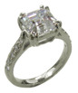 4 Carat Asscher Cut Lab Grown Diamond Alternative Cubic Zirconia Double Prong Cathedral Pave Solitaire Engagement Ring