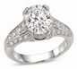 Pacifica 2.5 carat oval center and pave lab grown diamond look alternative cubic zirconia ring in platinum.