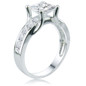 Suspended princess cut square lab grown diamond alternative cubic zirconia 14k white gold solitaire engagement ring.