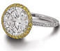 Fierra 5.5 carat round halo micro pave set lab created cubic zirconia engagement ring in 14k white gold.