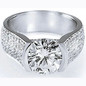 Carbra 3 Carat Round Semi Bezel Set Pave Laboratory Grown Diamond Simulant Cubic Zirconia Engagement Ring