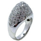 Summit pave set round lab created cubic zirconia dome style right hand ring in 14k white gold.