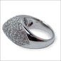 Summit pave set round lab created cubic zirconia dome style right hand ring in platinum.