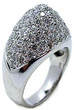 Summit pave set round lab created cubic zirconia dome style right hand ring in 14k white gold.